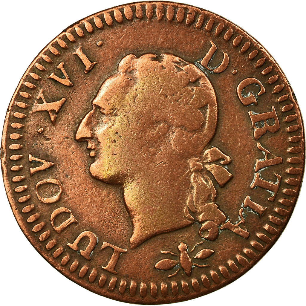 Monnaie, France, Louis XVI, Liard, Liard, 1788, Lyon, TB+, Cuivre, Gadoury:348