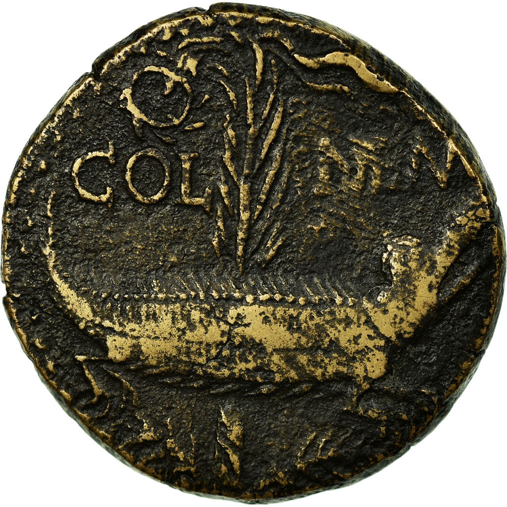 Moneta, Augustus, Dupondius, 27-14 BC, Nîmes, MB, Bronzo, RIC:155