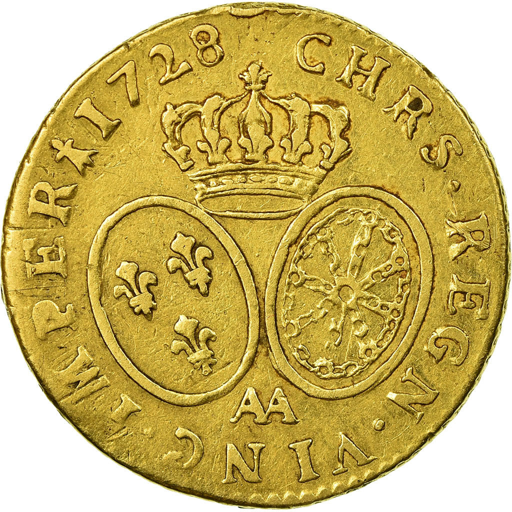 Coin, France, Louis XV, Louis d'or aux lunettes, Louis d'Or, 1728, Metz