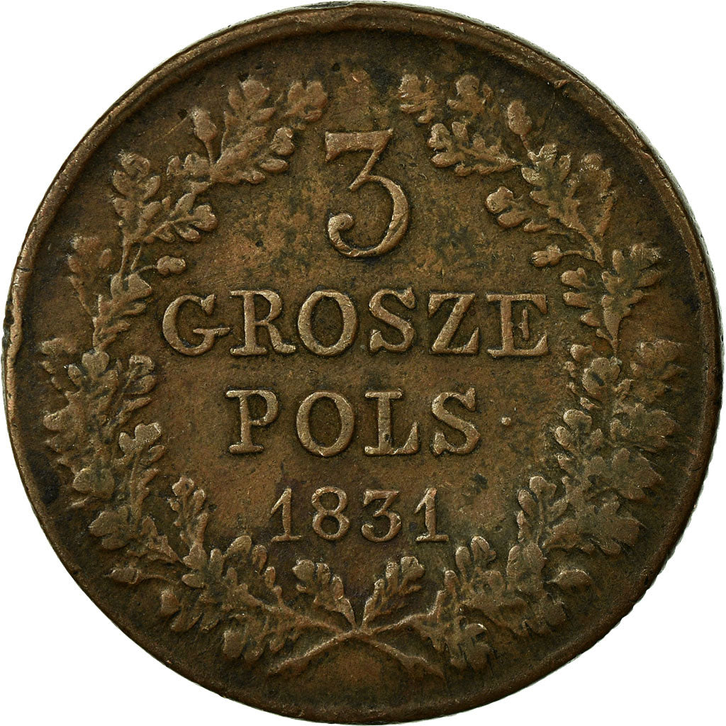 Coin, Poland, Nicholas I, 3 Grosze, 1831, EF(40-45), Copper, KM:120