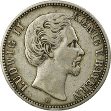Moneda, Estados alemanes, BAVARIA, Ludwig II, 2 Mark, 1876, Munich, BC+, Plata