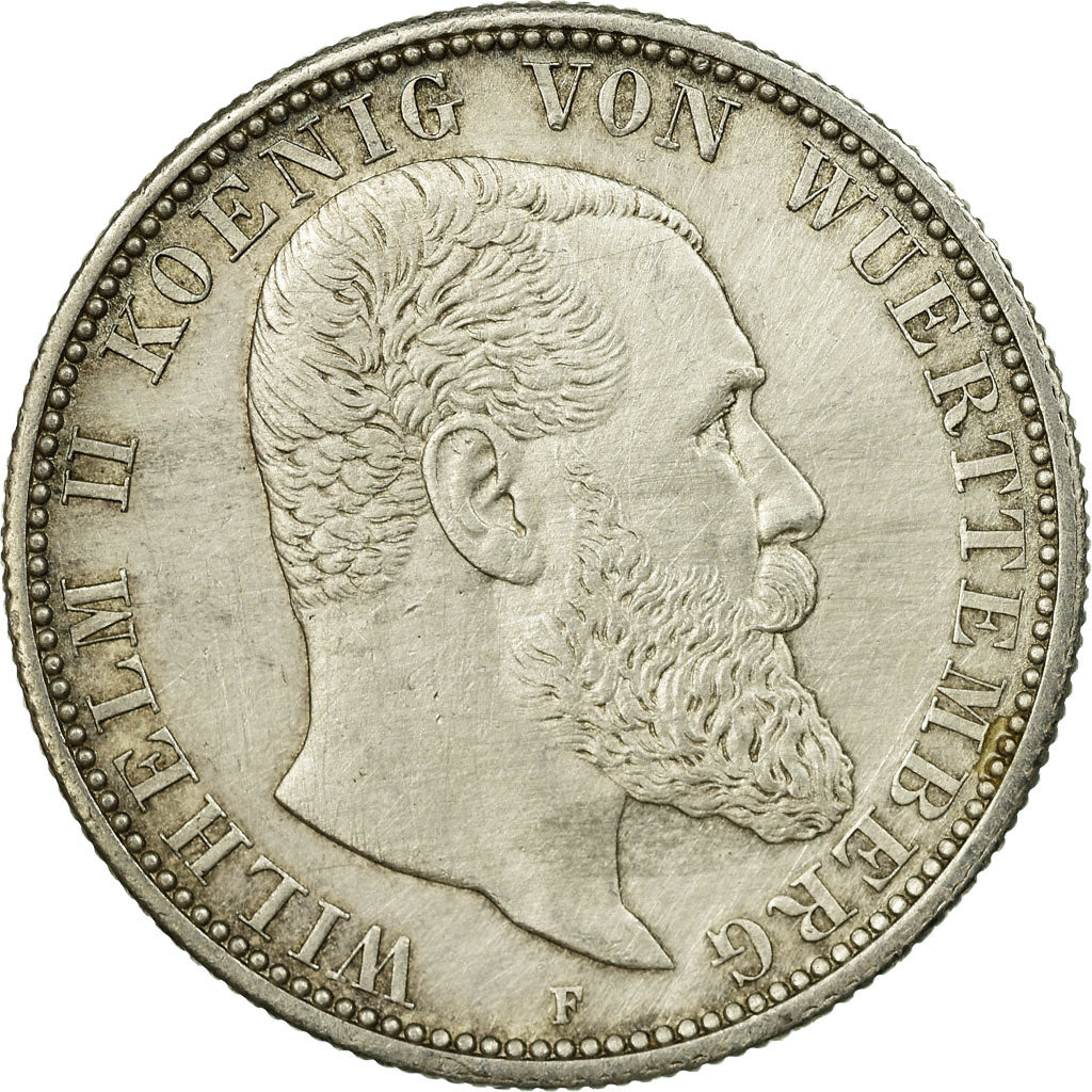 Coin, German States, WURTTEMBERG, Wilhelm II, 2 Mark, 1908, Freudenstadt
