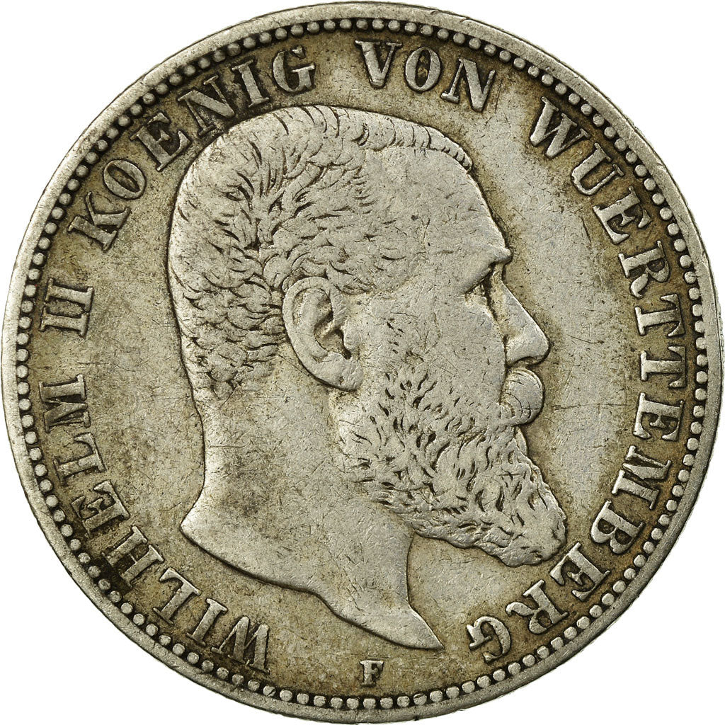 Coin, German States, WURTTEMBERG, Wilhelm II, 2 Mark, 1893, Freudenstadt