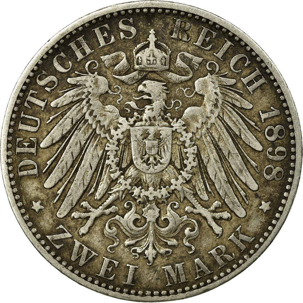 Coin, German States, PRUSSIA, Wilhelm II, 2 Mark, 1898, Berlin, VF(30-35)