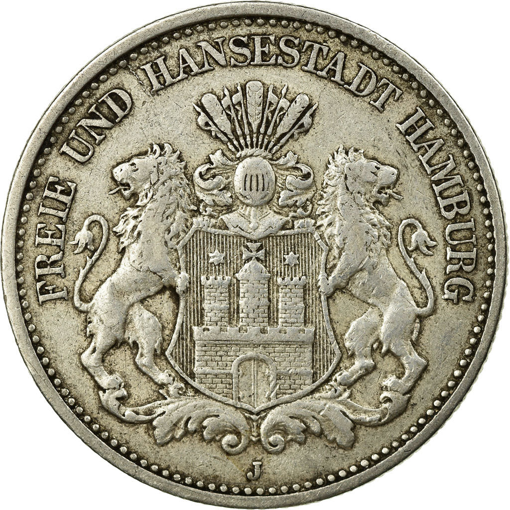 Monnaie, Etats allemands, HAMBURG, 2 Mark, 1907, Hamburg, TB+, Argent, KM:612