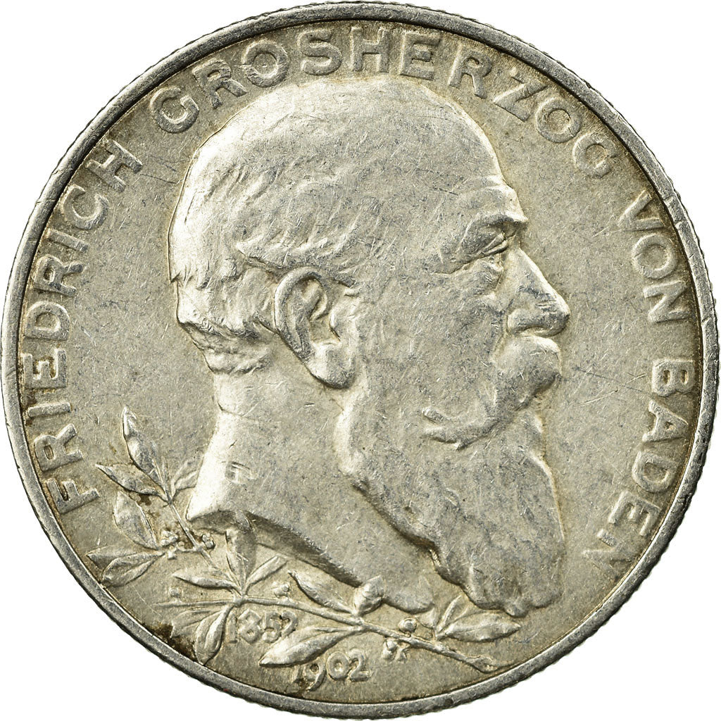 Moneta, Stati tedeschi, BADEN, Friedrich I, 2 Mark, 1902, BB+, Argento, KM:271