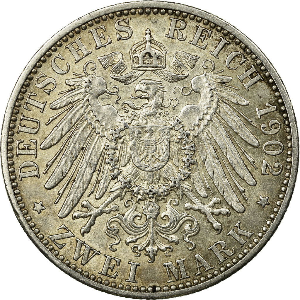 Moneta, Stati tedeschi, BADEN, Friedrich I, 2 Mark, 1902, BB+, Argento, KM:271