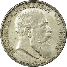 Moeda, Estados Alemães, BADEN, Friedrich I, 2 Mark, 1907, Stuttgart, AU(55-58)