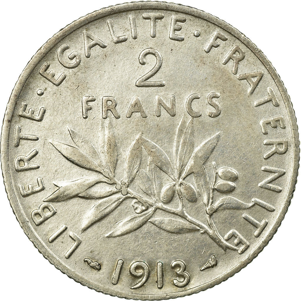 Coin, France, Semeuse, 2 Francs, 1913, Paris, AU(55-58), Silver, KM:845.1