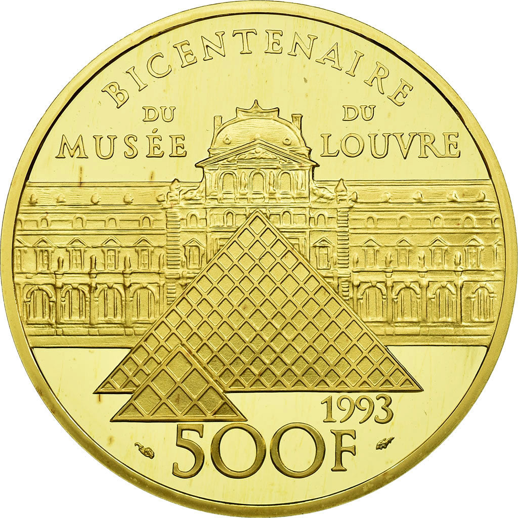 Coin, France, Mona Lisa, 500 Francs, 1993, Paris, MS(63), Gold, KM:1024