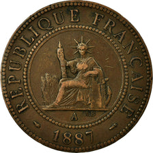 Coin, FRENCH INDO-CHINA, Cent, 1887, Paris, EF(40-45), Bronze, KM:1, Lecompte:39
