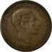 Coin, Spain, Alfonso XII, 5 Centimos, 1878, Madrid, EF(40-45), Bronze, KM:674
