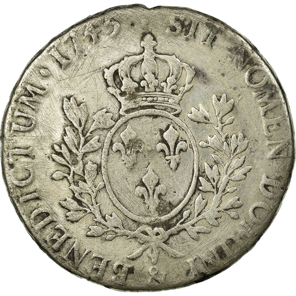 Moneta, Francia, Louis XV, Écu au bandeau, Ecu, 1745, Aix, B+, Argento