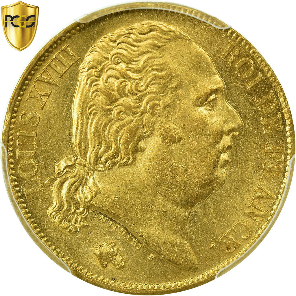 Moneta, Francja, Louis XVIII, Louis XVIII, 20 Francs, 1817, Paris, PCGS, AU58