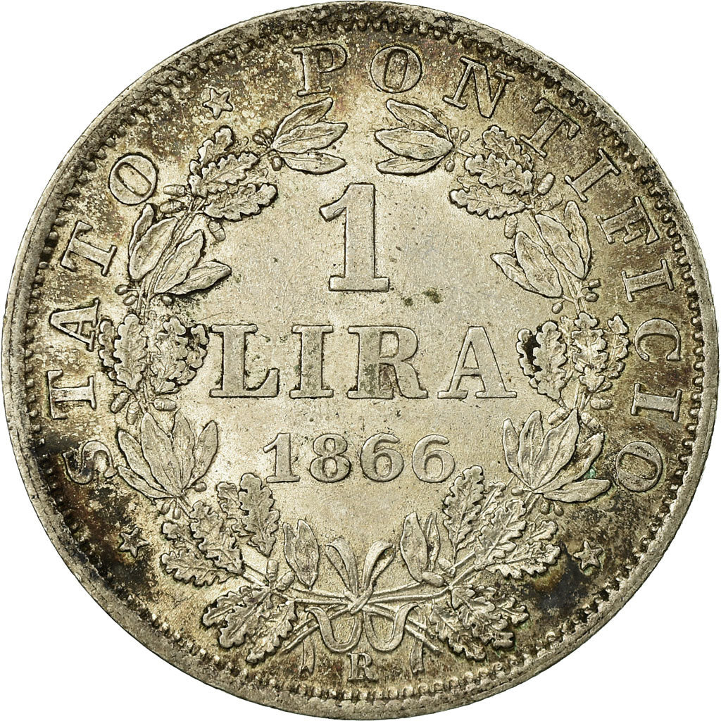 Moneta, STATI ITALIANI, PAPAL STATES, Pius IX, Lira, 1866, Roma, SPL-, Argento