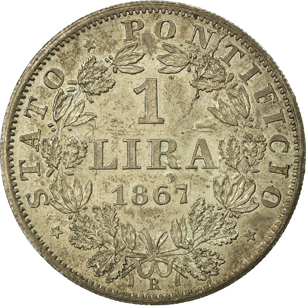 Münze, Italien Staaten, PAPAL STATES, Pius IX, Lira, 1867, Roma, VZ, Silber