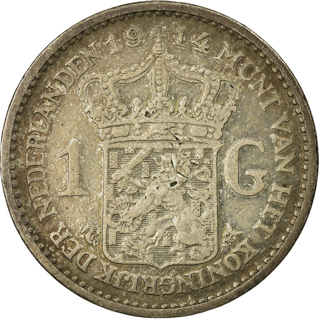 Coin, Netherlands, Wilhelmina I, Gulden, 1914, VF(20-25), Silver, KM:148