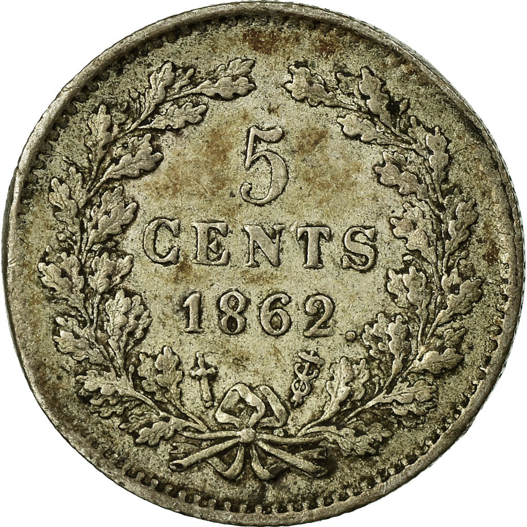 Coin, Netherlands, William III, 5 Cents, 1862, EF(40-45), Silver, KM:91