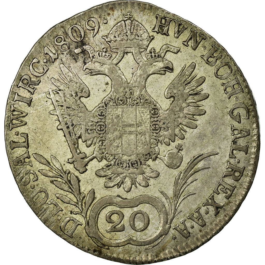 Coin, Austria, Ferdinand I, 20 Kreuzer, 1809, Vienne, VF(30-35), Silver, KM:2141