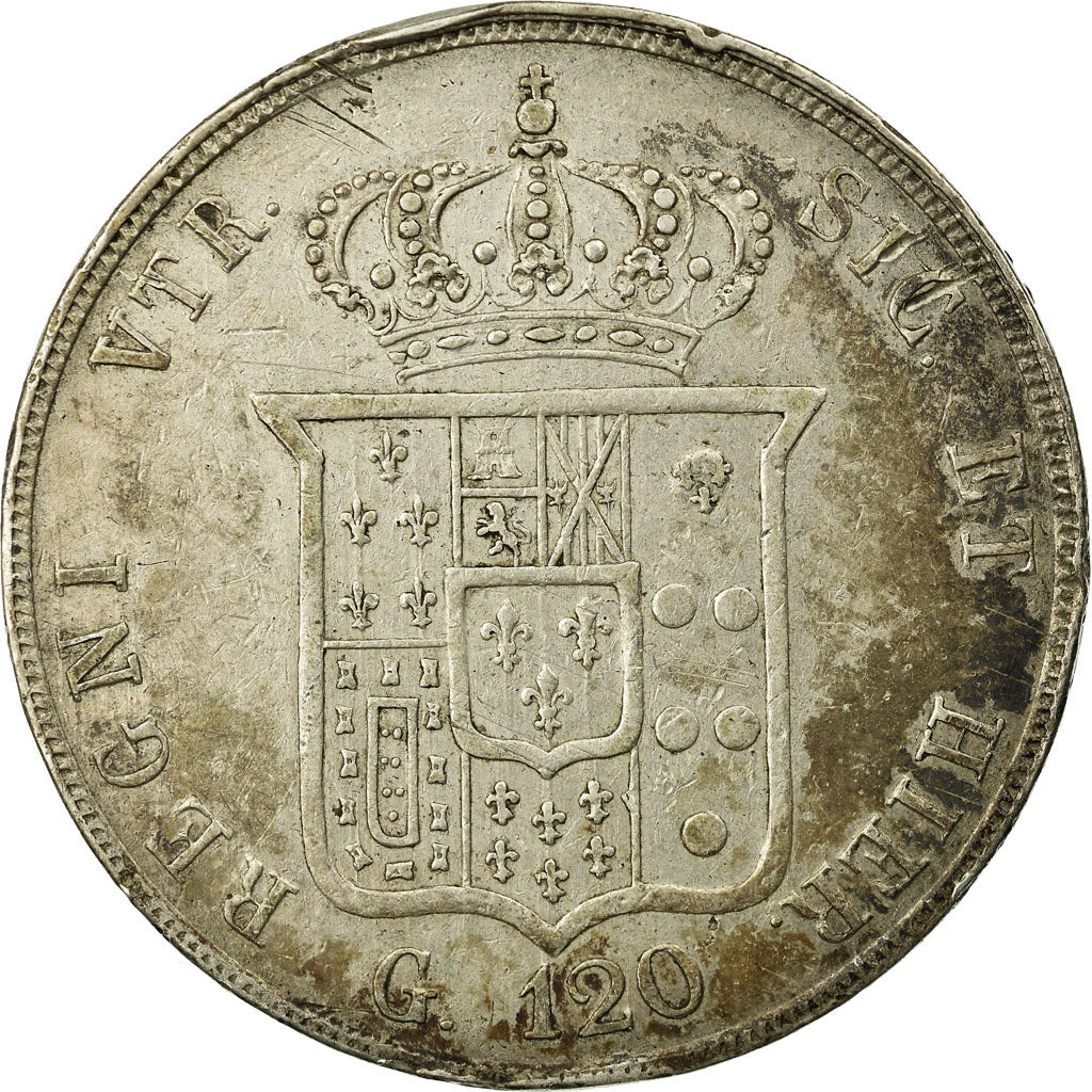 Coin, ITALIAN STATES, NAPLES, Ferdinando II, 120 Grana, 1856, VF(20-25), Silver
