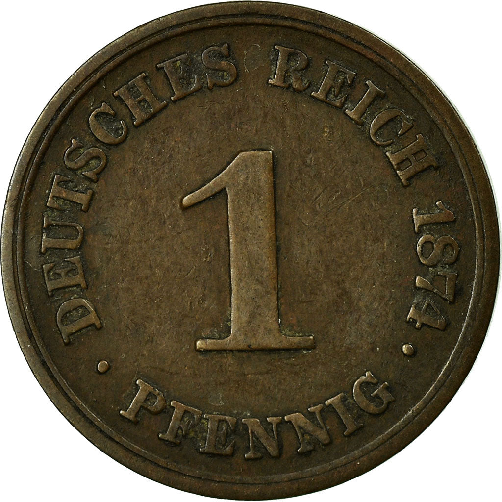 Coin, GERMANY - EMPIRE, Wilhelm I, Pfennig, 1874, Frankfurt, VF(20-25), Copper