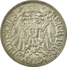 Coin, GERMANY - EMPIRE, Wilhelm II, 25 Pfennig, 1910, Muldenhütten, AU(55-58)