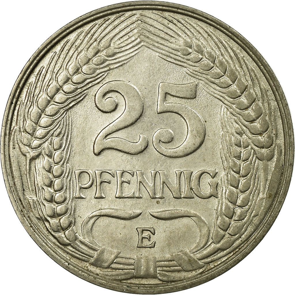 Coin, GERMANY - EMPIRE, Wilhelm II, 25 Pfennig, 1910, Muldenhütten, AU(55-58)