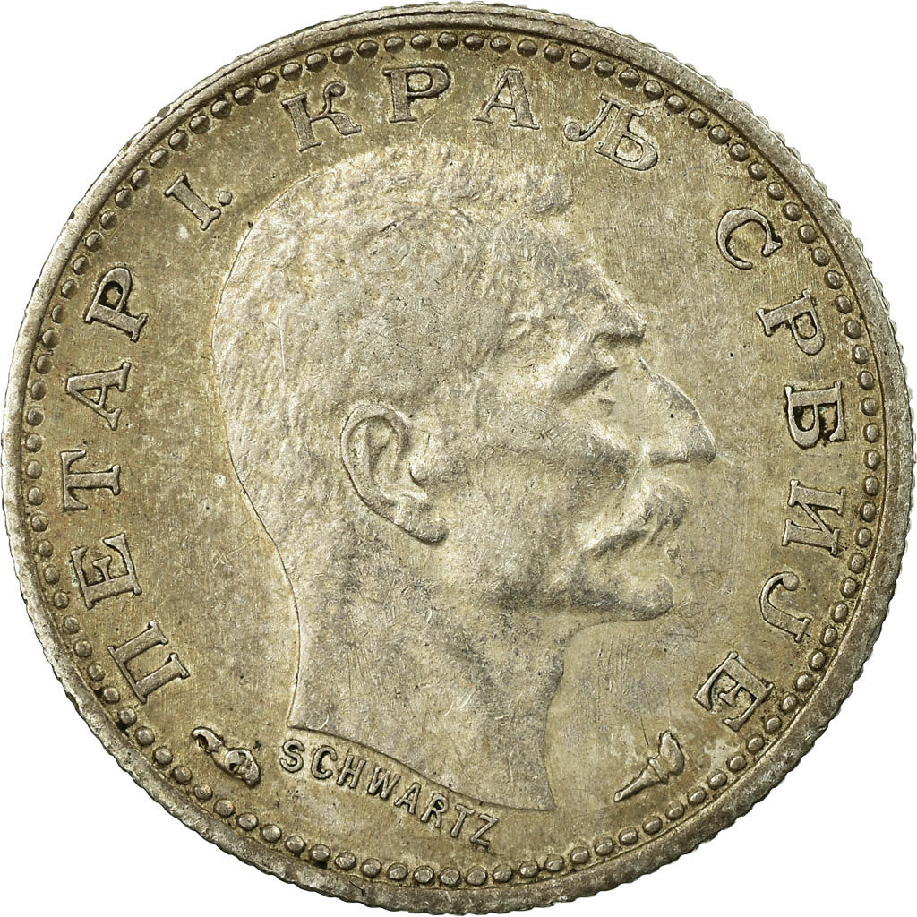 Coin, Serbia, Peter I, 50 Para, 1915, Gorham Mfg. Co., EF(40-45), Silver