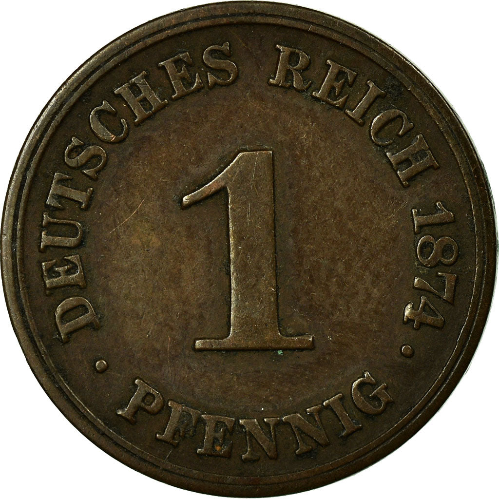 Coin, GERMANY - EMPIRE, Wilhelm I, Pfennig, 1874, Frankfurt, VF(20-25), Copper