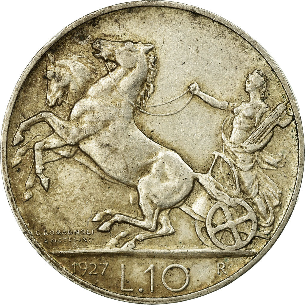 Coin, Italy, Vittorio Emanuele III, 10 Lire, 1927, Rome, EF(40-45), Silver