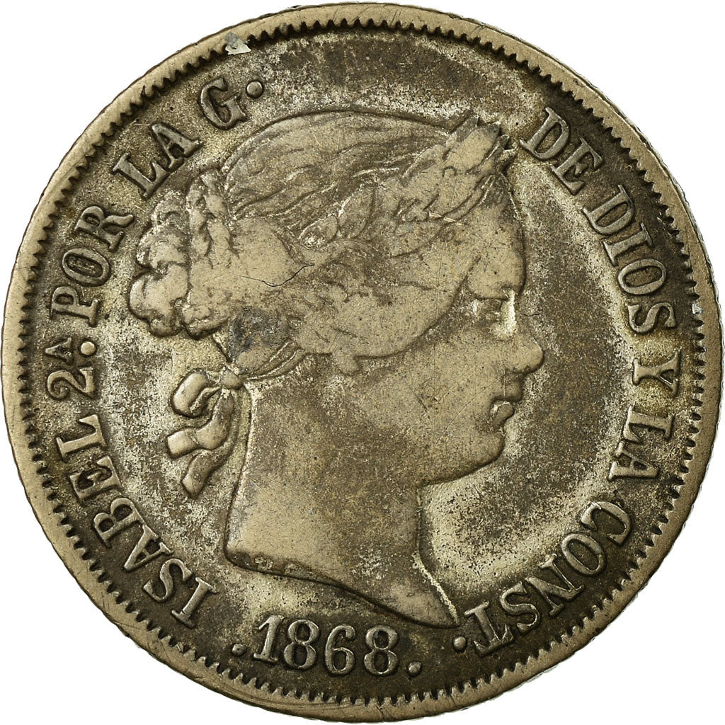 Coin, Spain, Isabel II, 40 Centimos, 1868, VF(30-35), Silver, KM:628.2