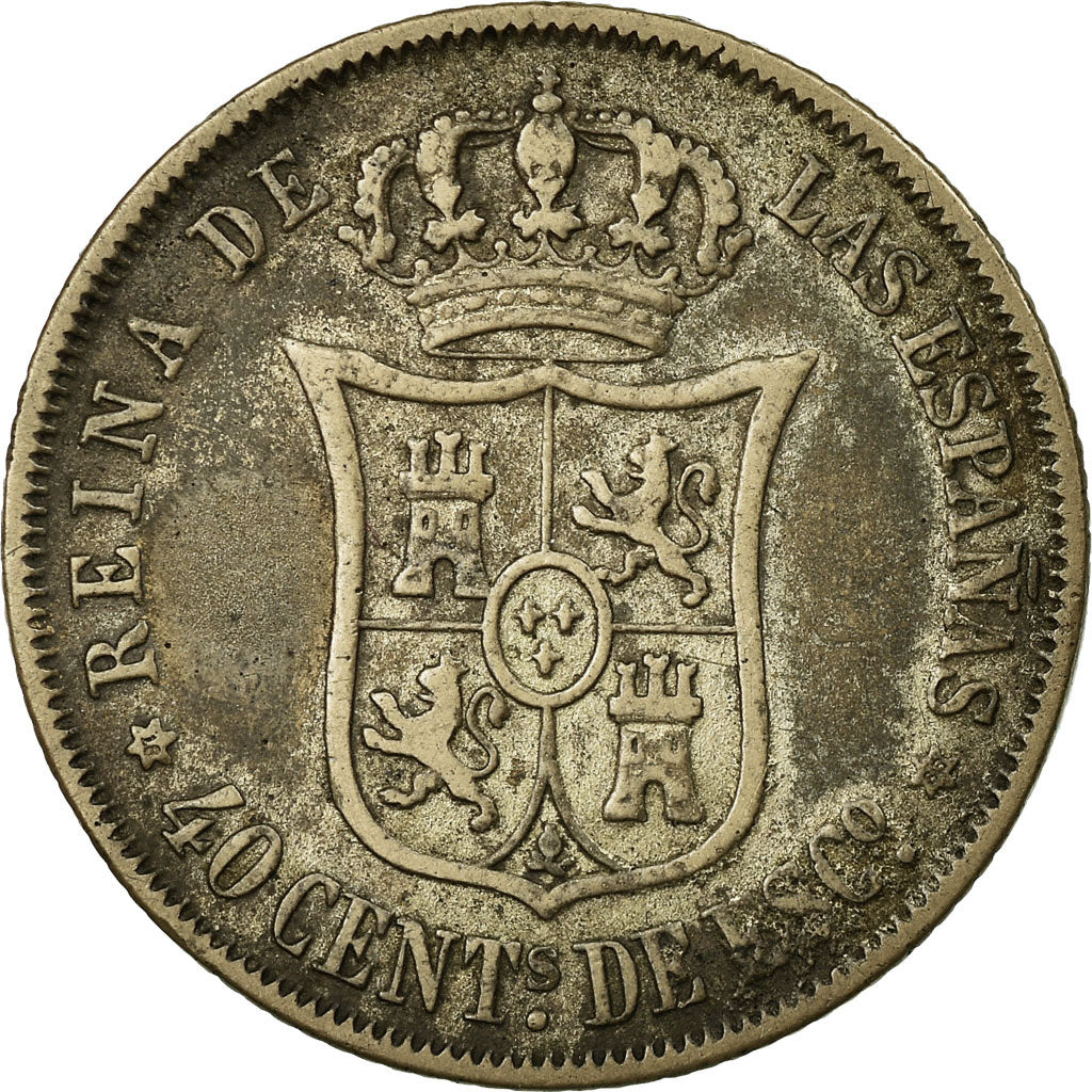 Coin, Spain, Isabel II, 40 Centimos, 1868, VF(30-35), Silver, KM:628.2