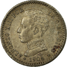 Coin, Spain, Alfonso XIII, 50 Centimos, 1904, Madrid, EF(40-45), Silver, KM:723