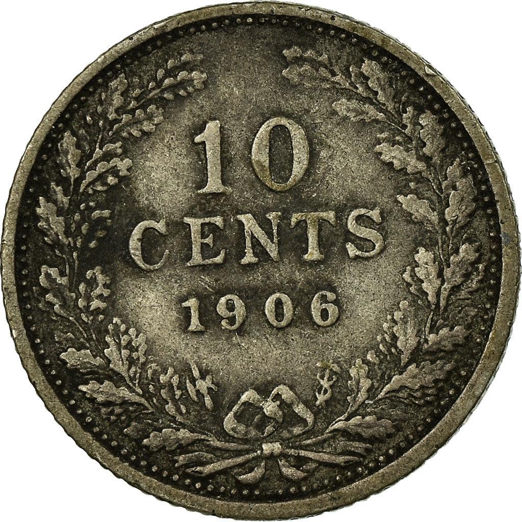 Moneta, Paesi Bassi, Wilhelmina I, 10 Cents, 1906, BB, Argento, KM:136