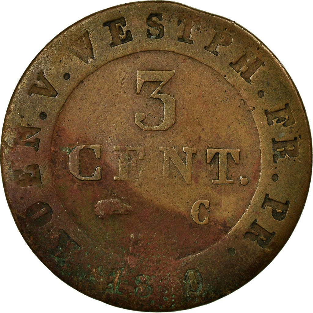 Coin, German States, WESTPHALIA, Jerome, 3 Centimes, 1812, VF(20-25), Copper