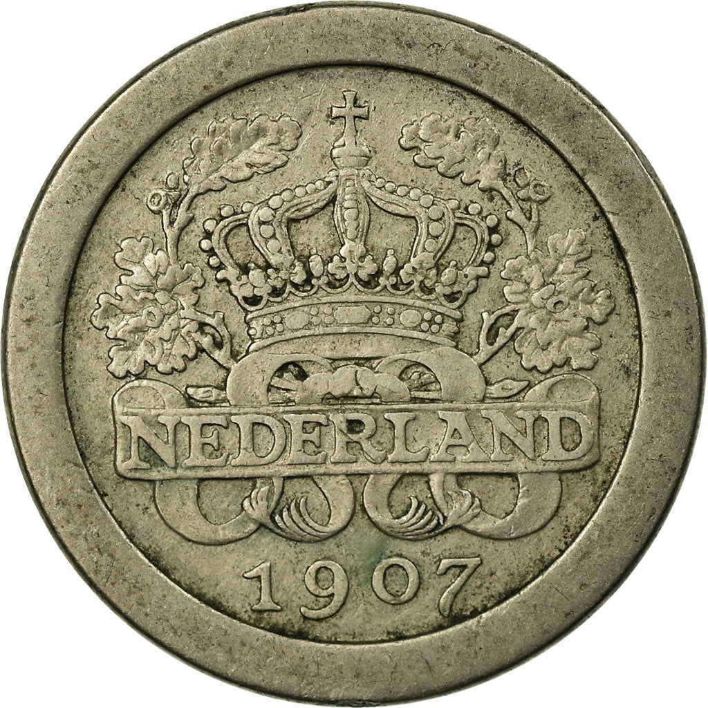 Coin, Netherlands, Wilhelmina I, 5 Cents, 1907, EF(40-45), Copper-nickel, KM:137