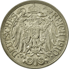 Coin, GERMANY - EMPIRE, Wilhelm II, 25 Pfennig, 1910, Muldenhütten, AU(55-58)