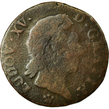 Moeda, França, Louis XV, Demi sol à la vieille tête, 1/2 Sol, 1770, Reims