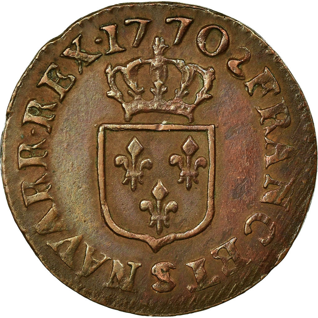 Coin, France, Louis XV, Liard à la vieille tête, Liard, 1770, Reims