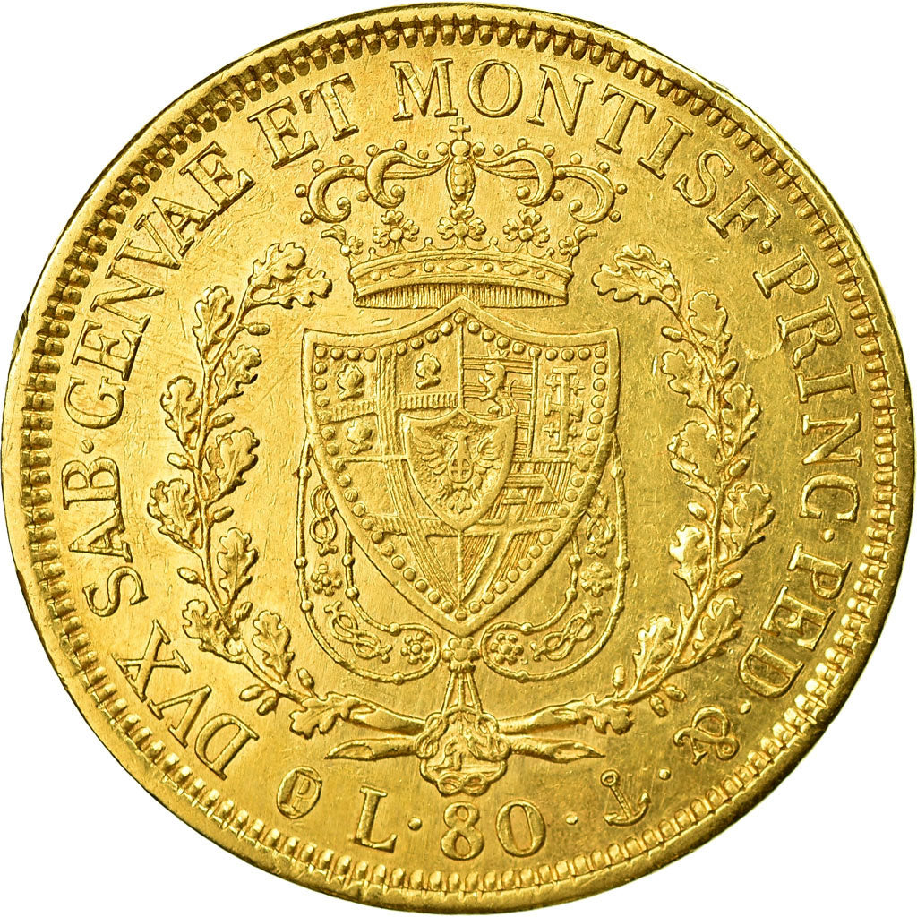 Monnaie, États italiens, SARDINIA, Carlo Felice, 80 Lire, 1830, Genoa, SUP, Or