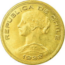 Moneda, Chile, 100 Pesos, 1932, Santiago, EBC, Oro, KM:175