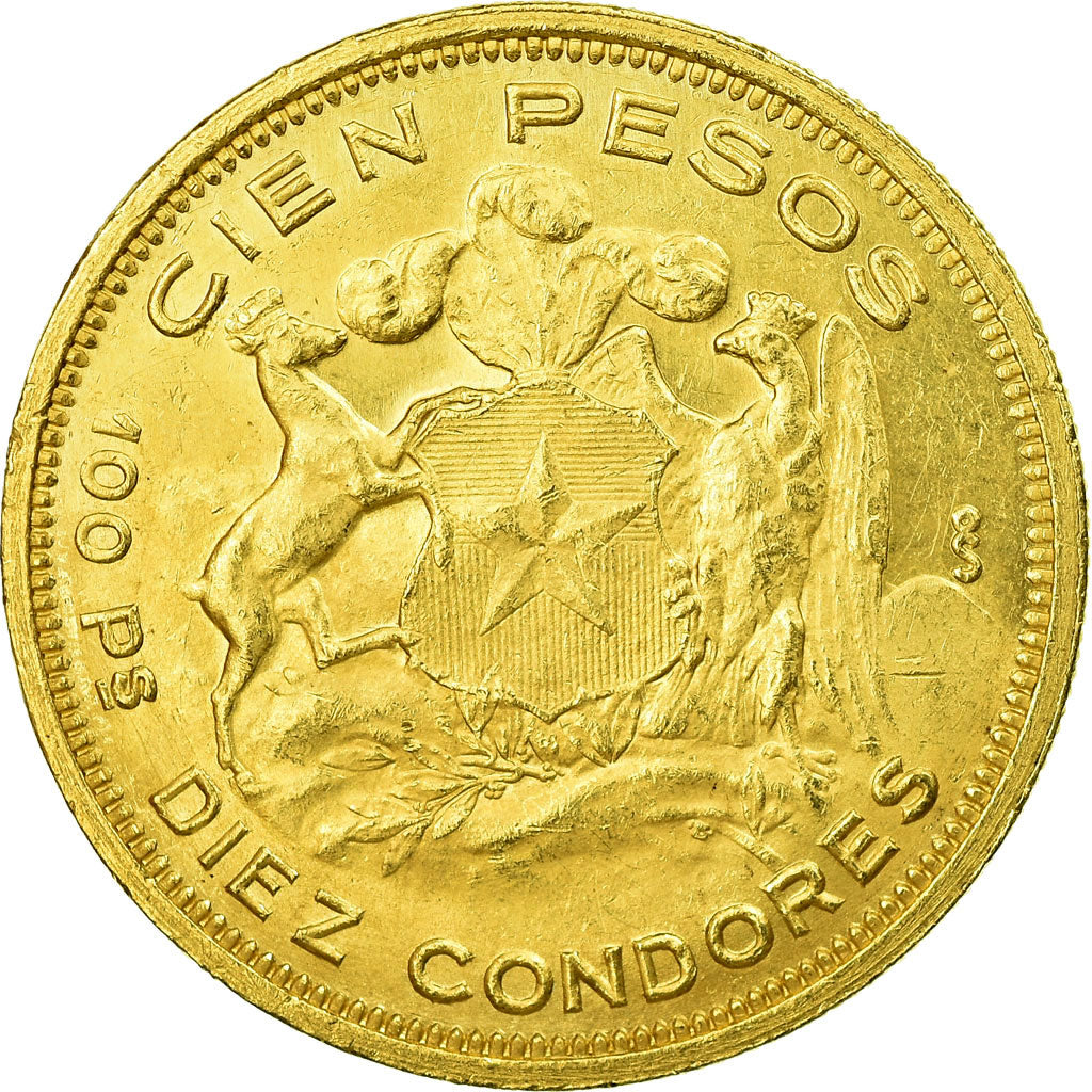 Moneda, Chile, 100 Pesos, 1932, Santiago, EBC, Oro, KM:175