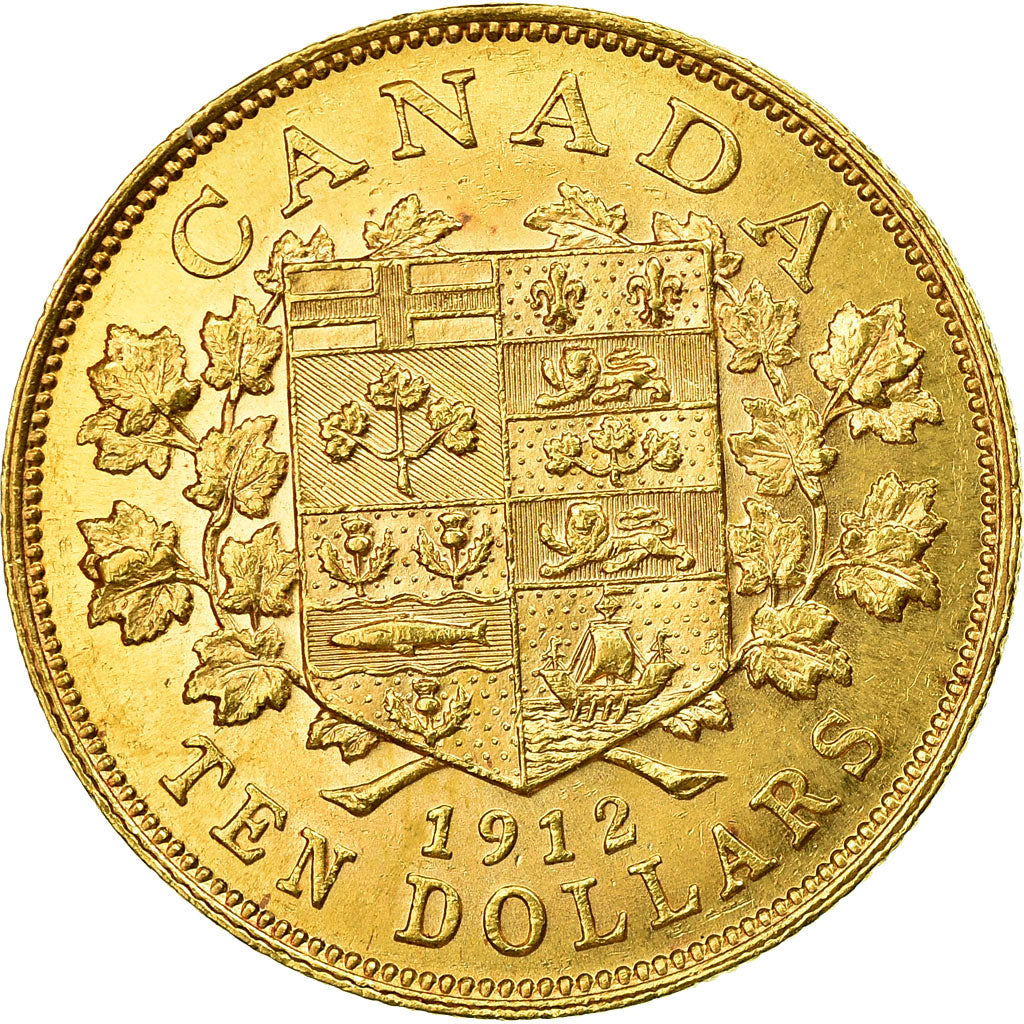 Coin, Canada, George V, 10 Dollars, 1912, Royal Canadian Mint, Ottawa