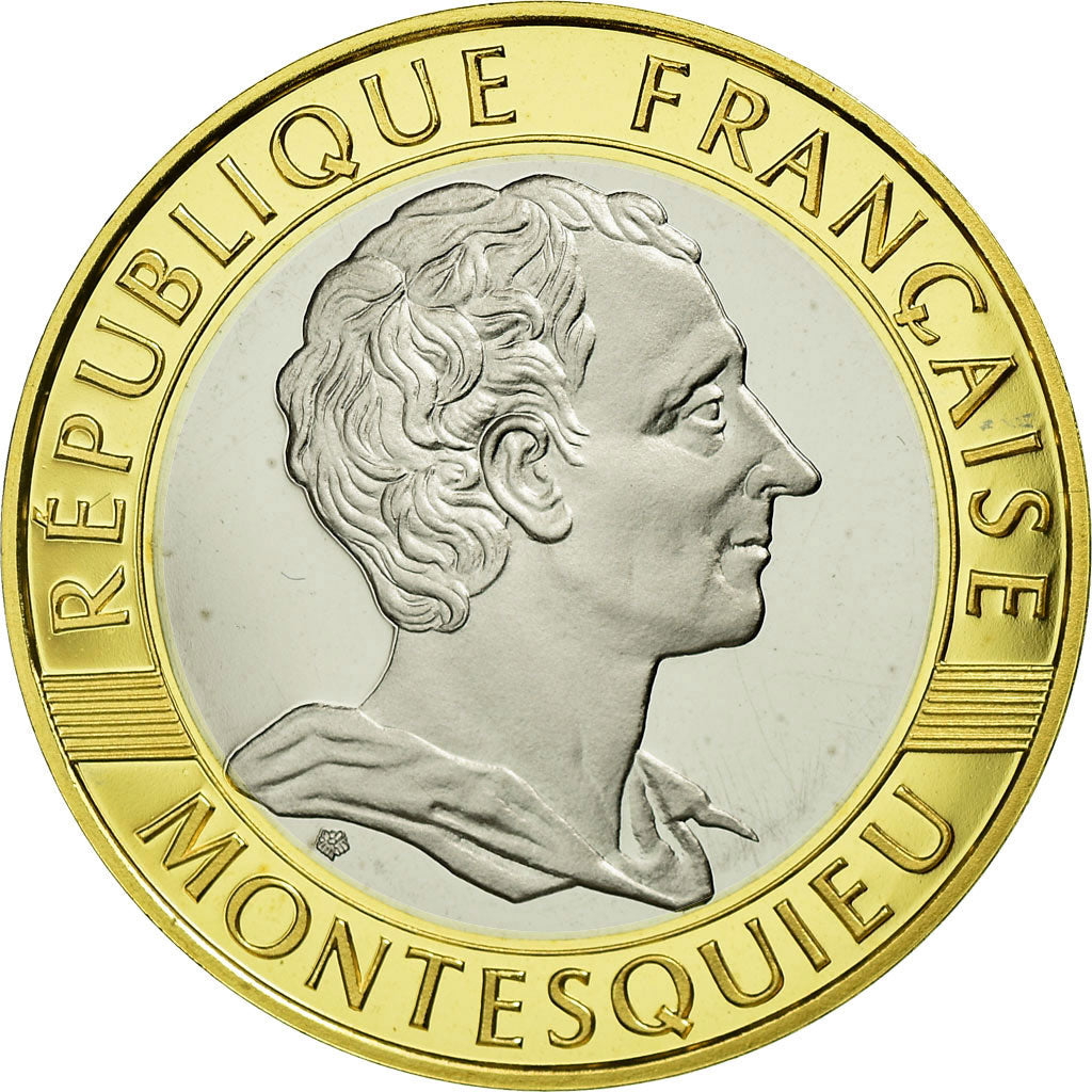 Moneta, Francia, Montesquieu, 10 Francs, 1989, FDC, Oro, Gadoury:828