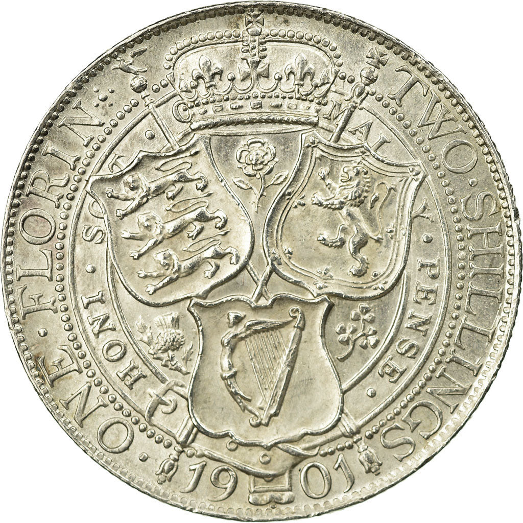 Münze, Großbritannien, Victoria, Florin, Two Shillings, 1901, London, UNZ