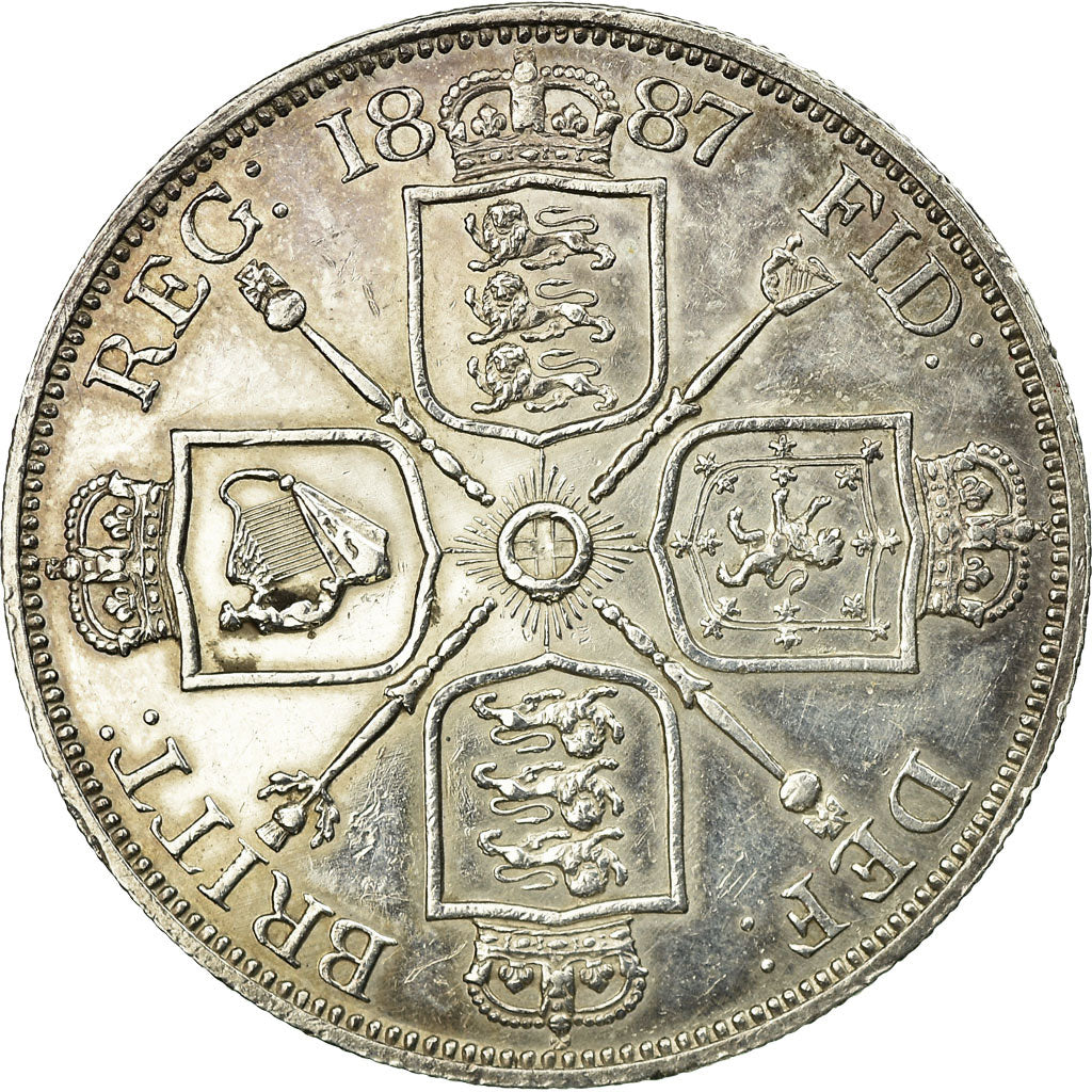 Coin, Great Britain, Victoria, Double Florin, 1887, MS(60-62), Silver, KM:763