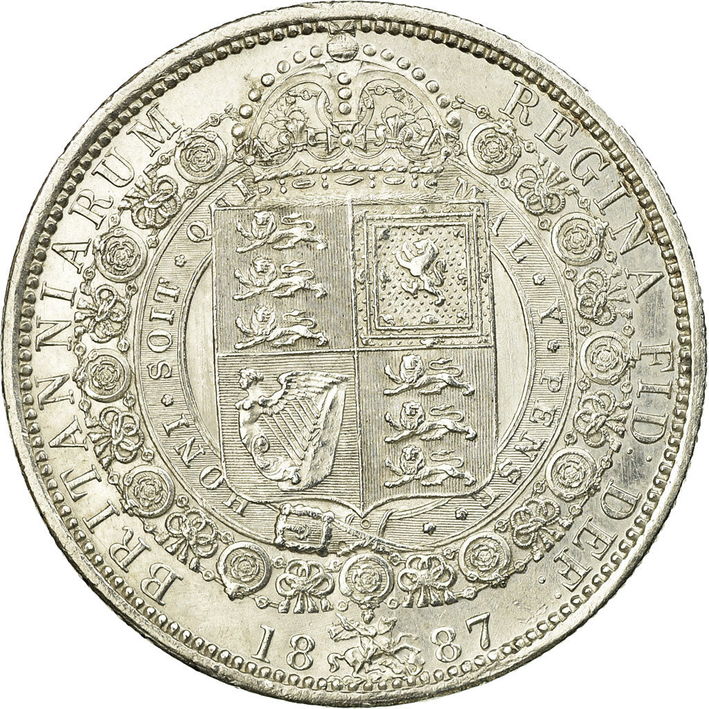 Coin, Great Britain, Victoria, 1/2 Crown, 1887, London, MS(60-62), Silver