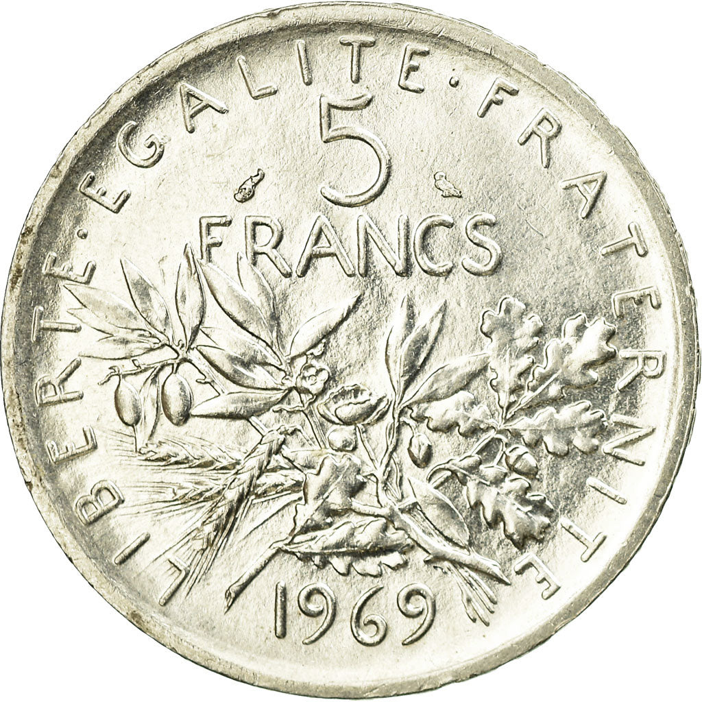 Coin, France, Semeuse, 5 Francs, 1969, Paris, MS(60-62), Silver, KM:926