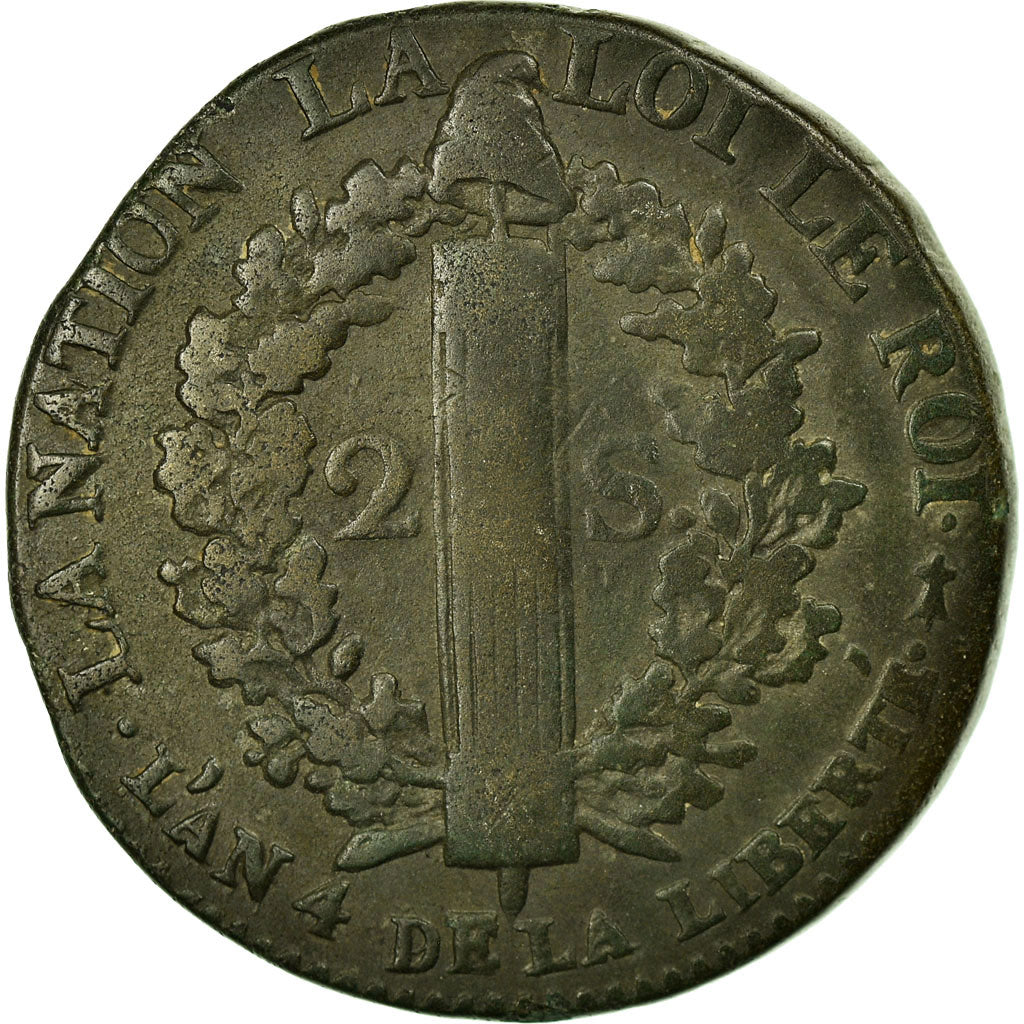Moneta, Francja, 2 sols françois, 2 Sols, 1792, Metz, EF(40-45), Bronze