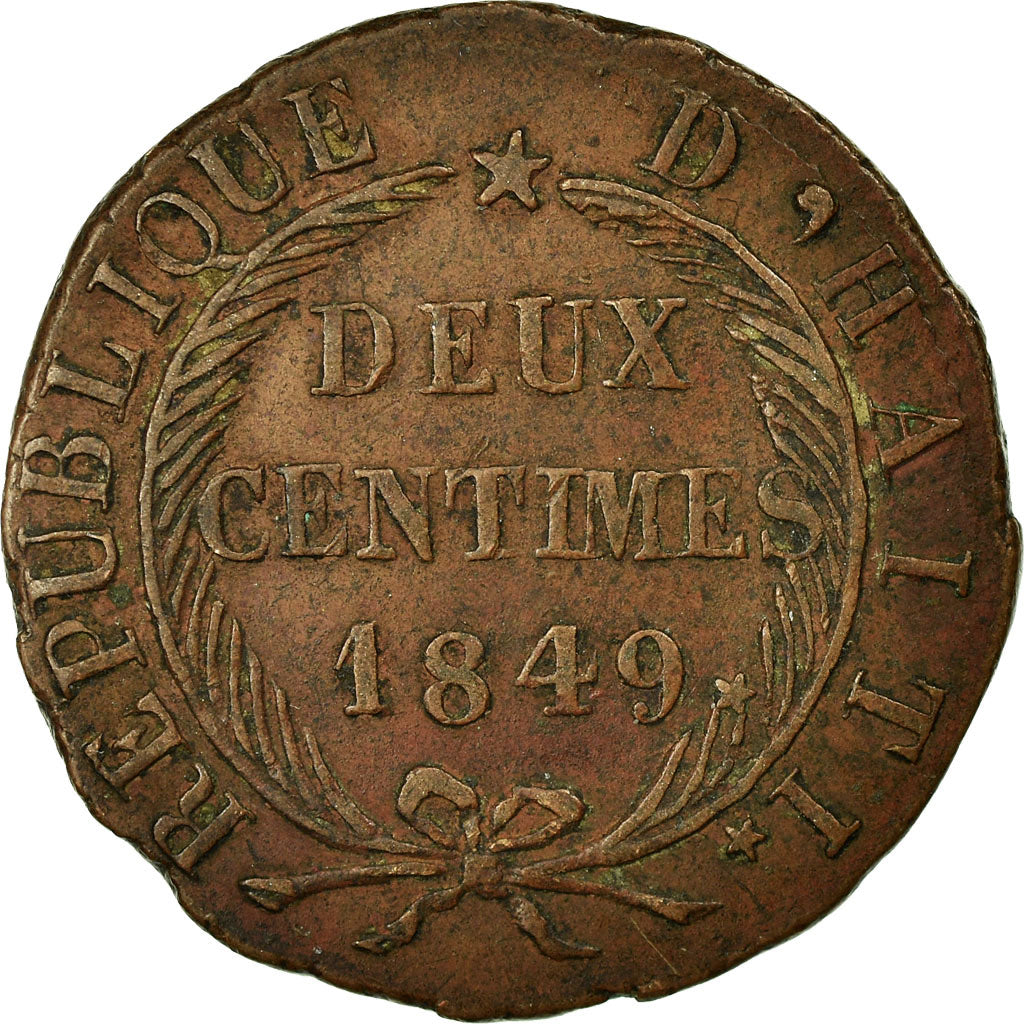 Coin, Haiti, 2 Centimes, 1849, VF(30-35), Copper, KM:31.1